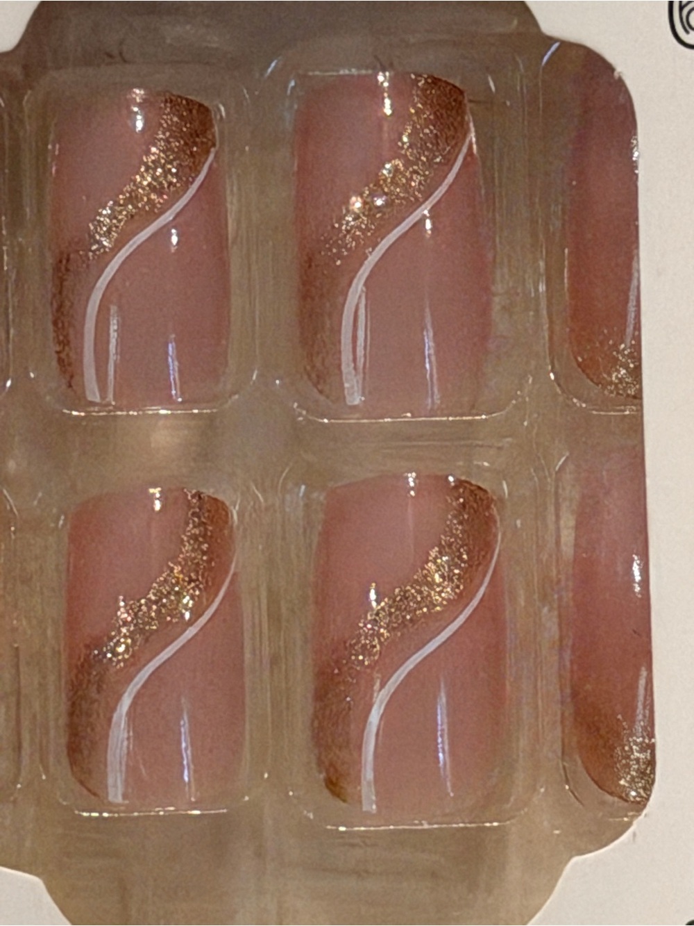 Rose Gold Swirl Press On Nails Nude Pink Soft Glam Bridal Manicure
